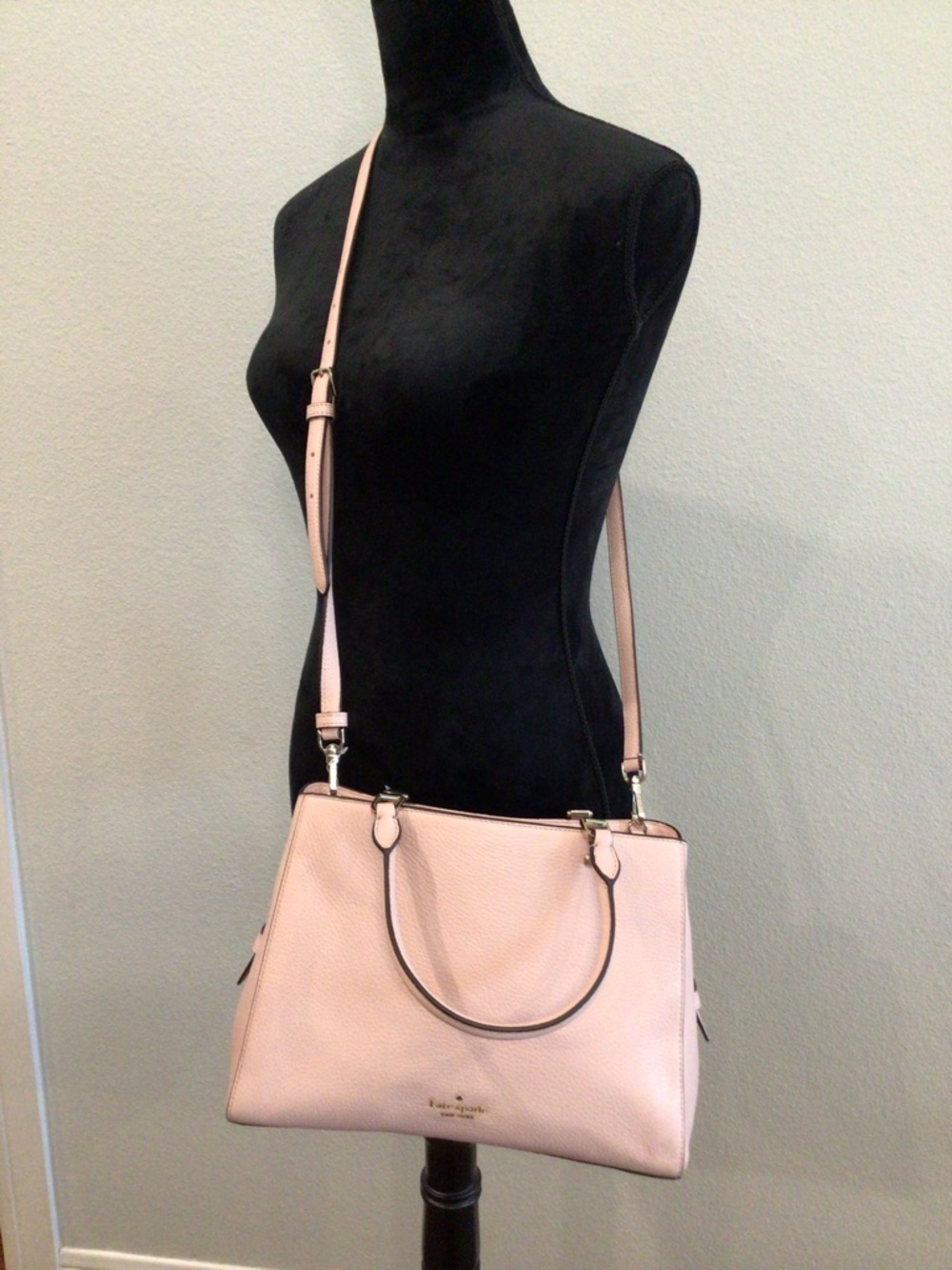 kate spade Blush Pink Pebbled Leather Satchel with Crossbody Strap